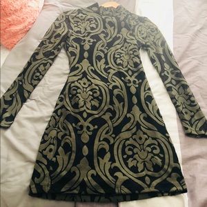 Green short dress mesh black